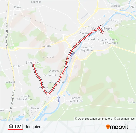 107 Bus Line Map