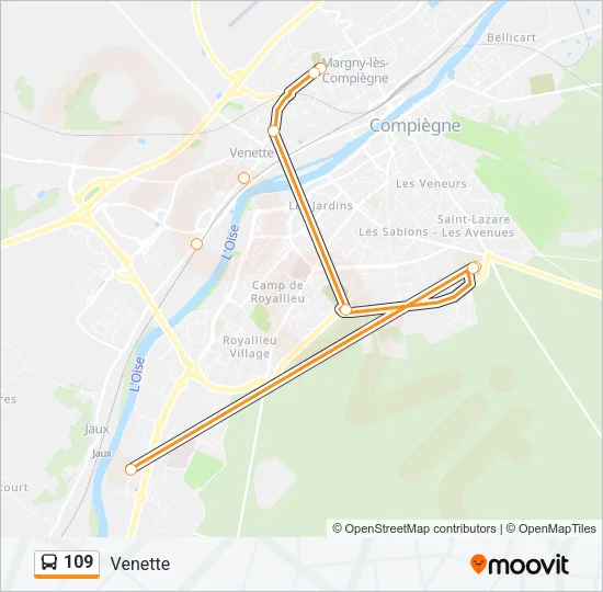 109 Bus Line Map