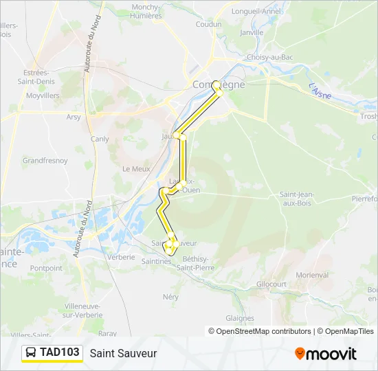 Plan de la ligne TAD103 de bus