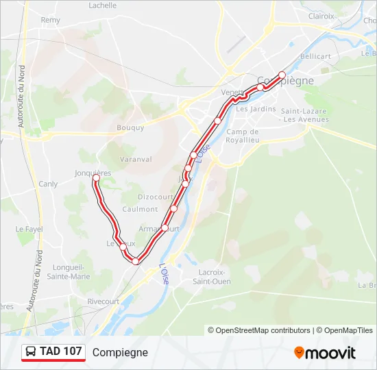 TAD 107 Bus Line Map