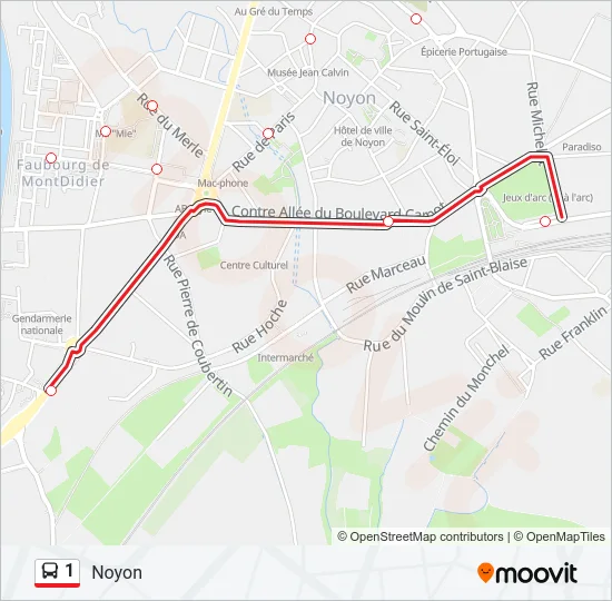 1 Bus Line Map