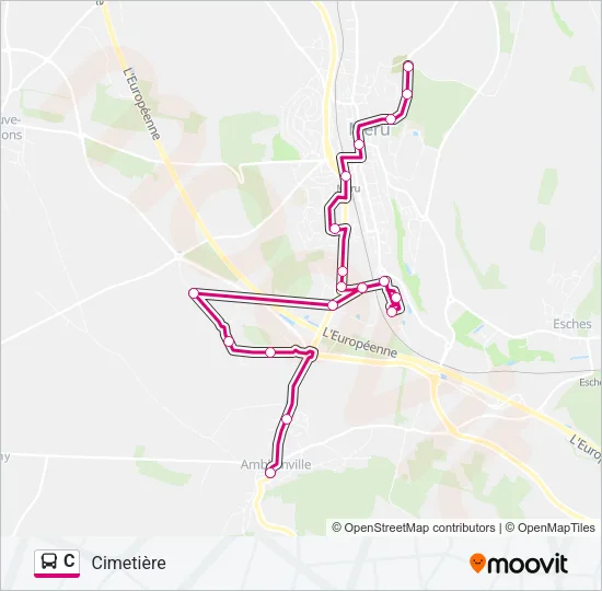Plan de la ligne C de bus