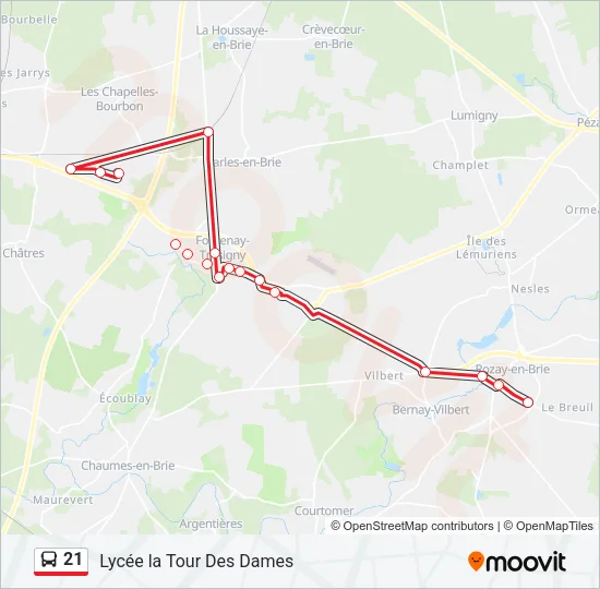 21 Bus Line Map