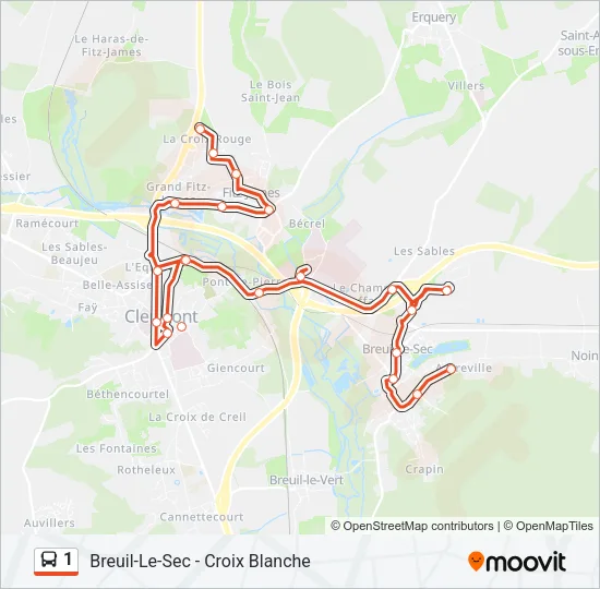 1 Bus Line Map