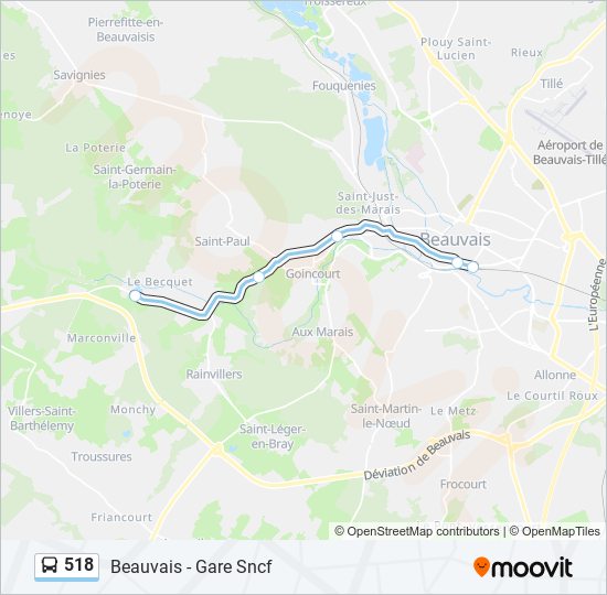 518 bus Line Map