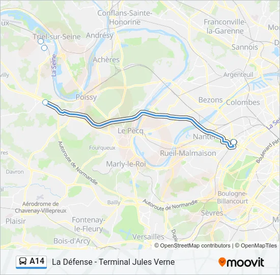 A14 Bus Line Map