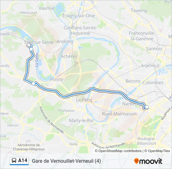 A14 Bus Line Map
