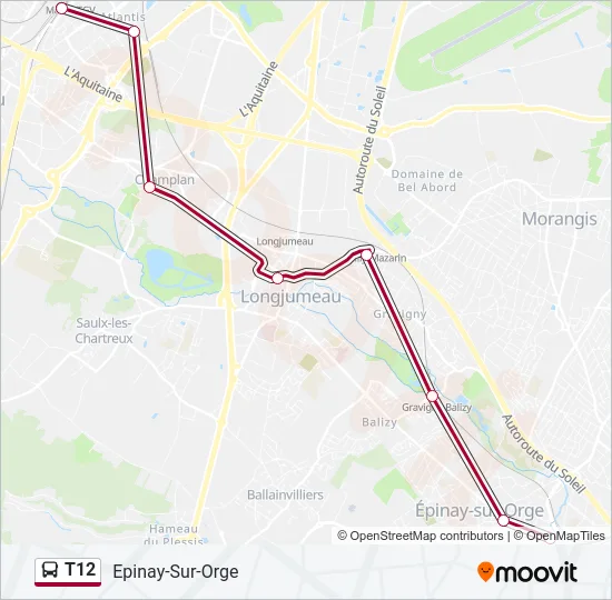 T12 Bus Line Map