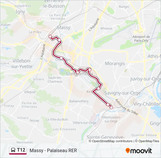 T12 Bus Line Map
