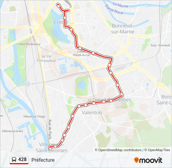 428 Bus Line Map