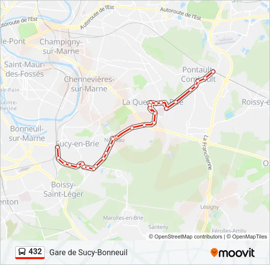 432 Bus Line Map