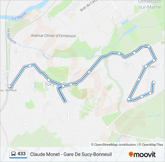 433 Bus Line Map
