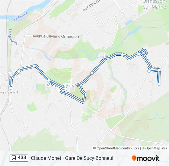 433 Bus Line Map