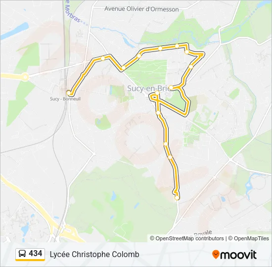 434 Bus Line Map