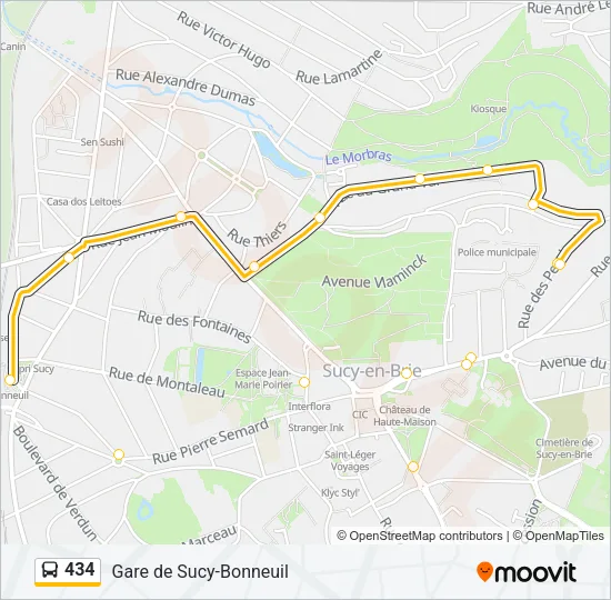 434 Bus Line Map