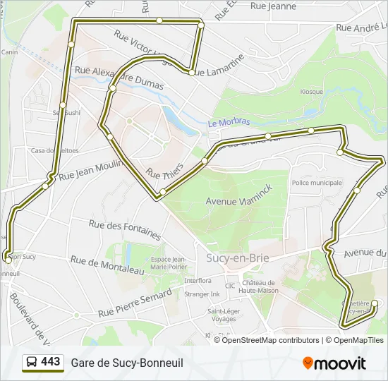 443 Bus Line Map