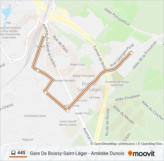 445 Bus Line Map