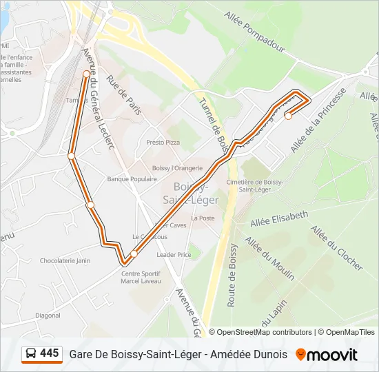 445 Bus Line Map