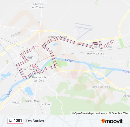 1301 bus Line Map