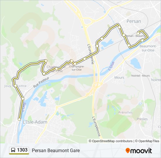 Plan de la ligne 1303 de bus