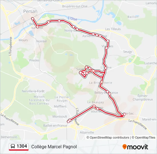 1304 Bus Line Map