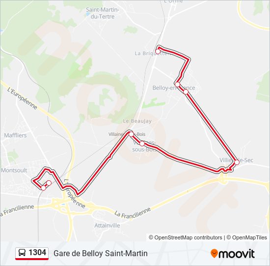 1304 bus Line Map