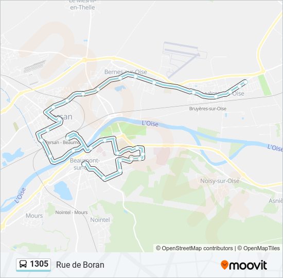 Plan de la ligne 1305 de bus