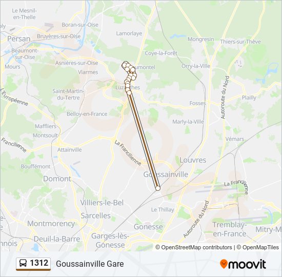 Plan de la ligne 1312 de bus
