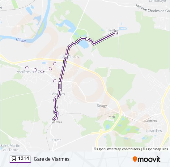 Plan de la ligne 1314 de bus