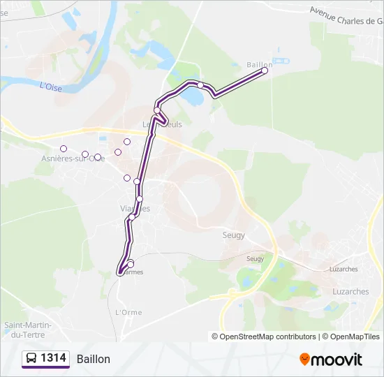1314 Bus Line Map