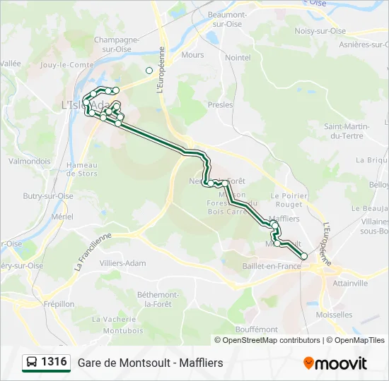 1316 Route: Schedules, Stops & Maps - Gare de Montsoult - Maffliers ...