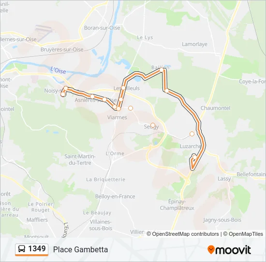 1349 Bus Line Map