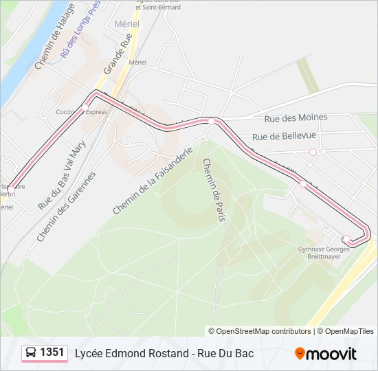 Plan de la ligne 1351 de bus