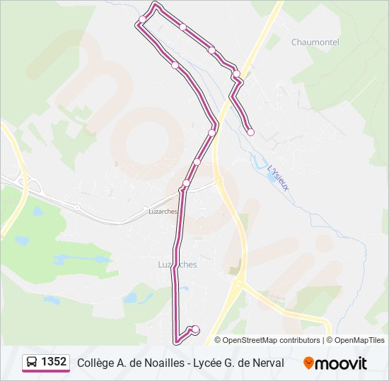 Plan de la ligne 1352 de bus