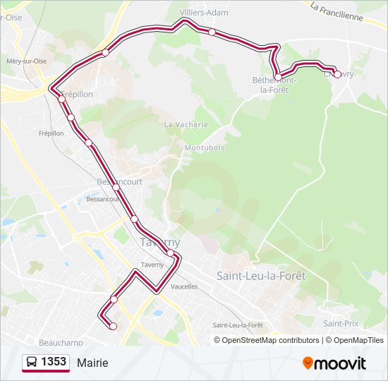 Plan de la ligne 1353 de bus