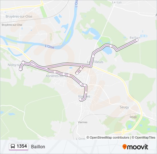Plan de la ligne 1354 de bus