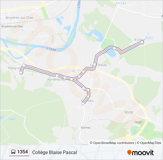 Plan de la ligne 1354 de bus