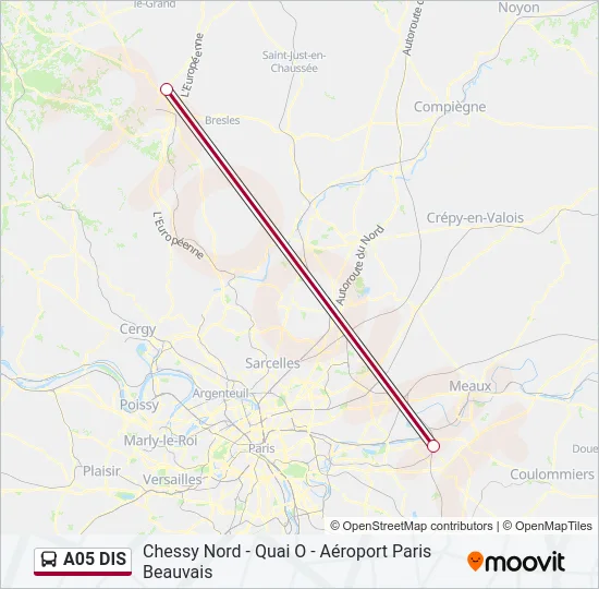 Plan de la ligne A05 DIS de bus