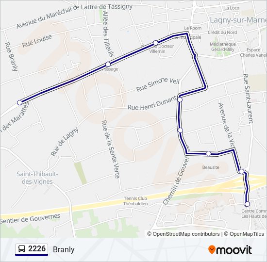 Plan de la ligne 2226 de bus