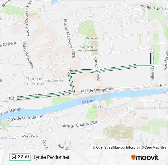 Plan de la ligne 2250 de bus