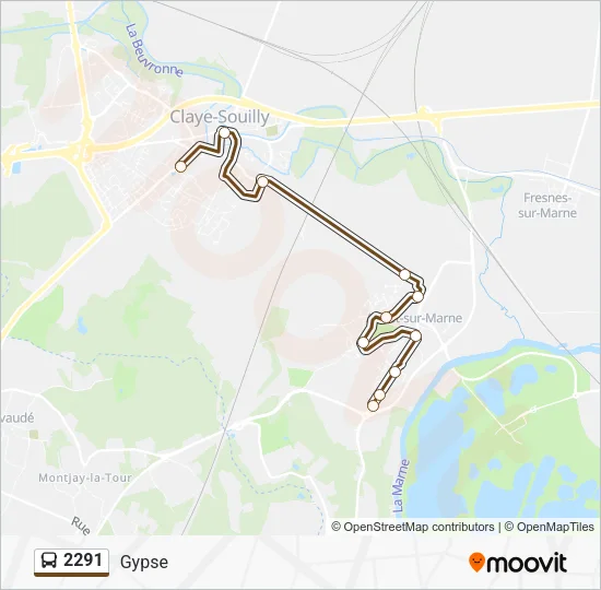 Plan de la ligne 2291 de bus