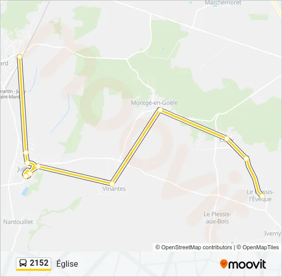 Plan de la ligne 2152 de bus