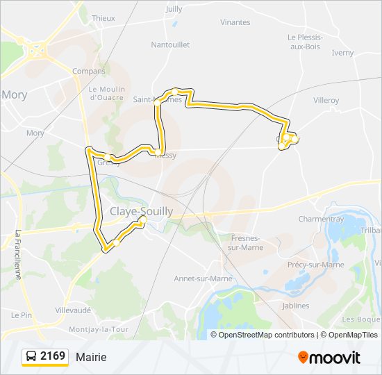 Plan de la ligne 2169 de bus