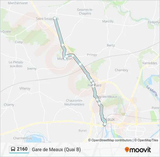 Plan de la ligne 2160 de bus