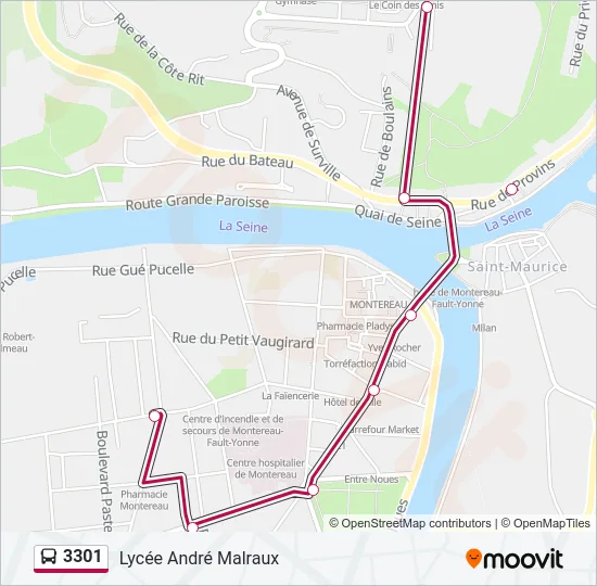 Plan de la ligne 3301 de bus