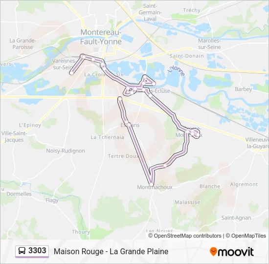 Plan de la ligne 3303 de bus