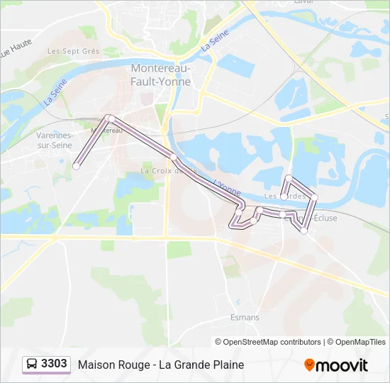 Plan de la ligne 3303 de bus