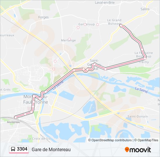 Plan de la ligne 3304 de bus