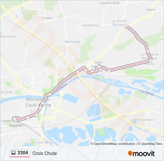 Plan de la ligne 3304 de bus