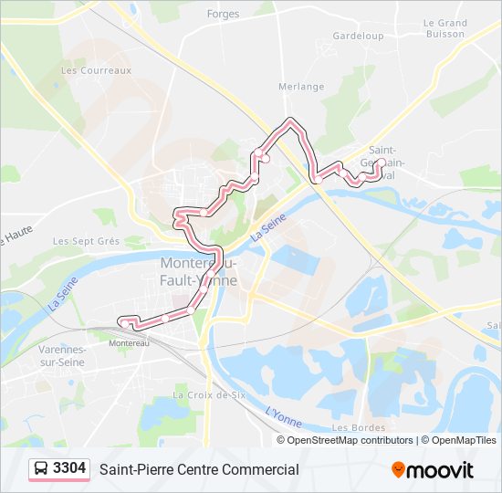 Plan de la ligne 3304 de bus